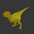 Green Dinosaur with Yellow Stripe Standing in Fierce Pose Showing Sharp Teeth 3d model