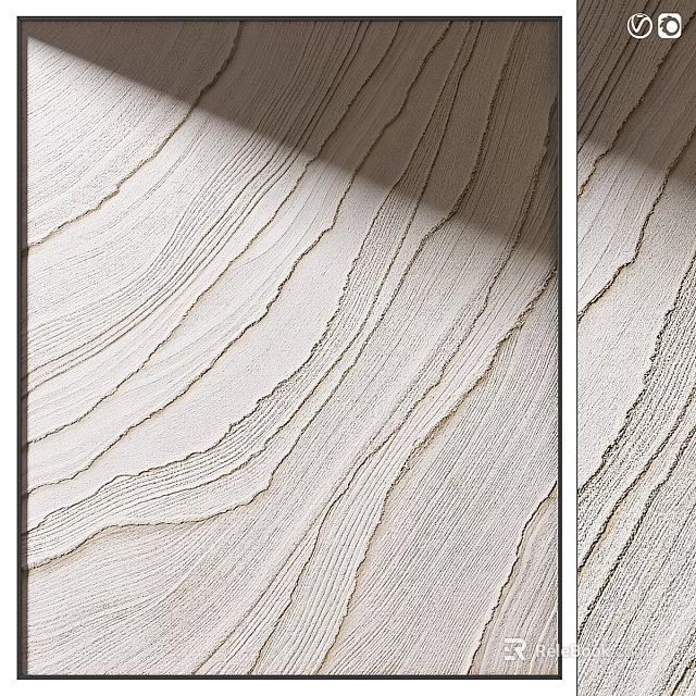 Abstract Painting With Flowing Beige Lines And Modern Layered Textured Art Design 3d model 