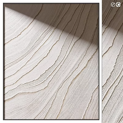 Abstract Painting With Flowing Beige Lines And Modern Layered Textured Art Design 3d model