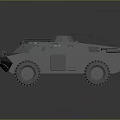 Armored Military Vehicle Featuring Open Top Cockpit Large Tires And Front Headlights