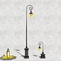 Vintage Style Outdoor Lights With Curved Design Yellow Illumination And Black Bases