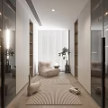 Modern Luxury Walk-in Closet Interior Design With Mirrors Cabinets And Seating