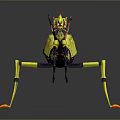Yellow And Orange Mythical Animal With Wings Long Limbs And Sharp Claws 3D Render