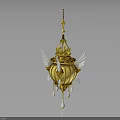Golden Decorative Pendant With White Wings Intricate Hollow Design And Teardrop Pendants