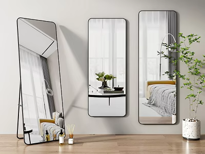 Three Stylish Mirrors For Bedroom Interior Decor 3d model