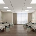 Modern SPA Sauna Interior Design With Relaxing Tables Stools Wooden Floor And Ceiling Lights