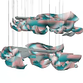 Abstract Modern Chandelier With Flowing Copper Green Metal Sculptural Design
