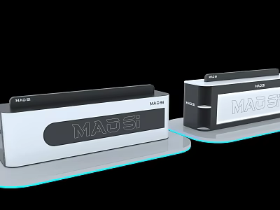 MAGSI Modern Display Shelves Featuring White Body Black Top And Blue Accent Lighting 3d model