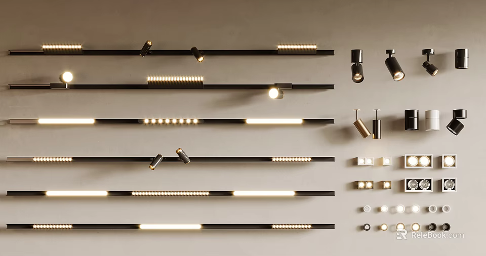 Modern Downlights And Spotlights With Various Designs For Indoor Lighting Decor 3d model 