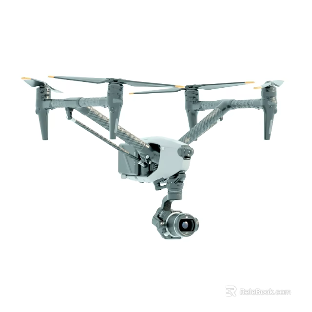 Advanced Professional Unmanned Aircraft With Multi Rotor Propellers And Mounted Camera 3d model 