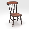 Vintage Wooden Single Chair With Spindle Back And Carved Legs Design