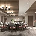 New Chinese Style Clubhouse Interior With Landscape Art And Zen Elements
