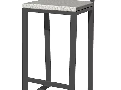 Modern Minimalist Bar Stool With Textured Gray Cushion And Black Metal Frame 3d model