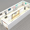 Modern Retail Store Interior With Shelves Display Counters And Layout Design 3d model