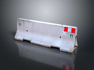 Road Safety Concrete Barrier With Reflective Strips And Surface Marks 3d model