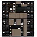 Modern Wine Cabinet Design With Multiple Shelves For Wine Bottles And Glasses