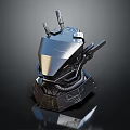 Smart Machine Metallic Head Featuring Mechanical Antennas And Detailed Armor Design 3d model