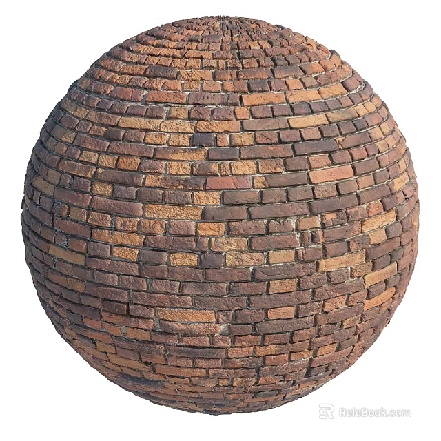 Handcrafted Spherical Brick Decorative Object With Textured Surface Design 3d model 