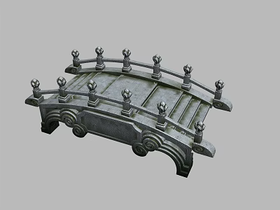 Traditional Stone Bridge With Decorative Railings Ornamental Pillars Curved Sides And Classic Design 3d model