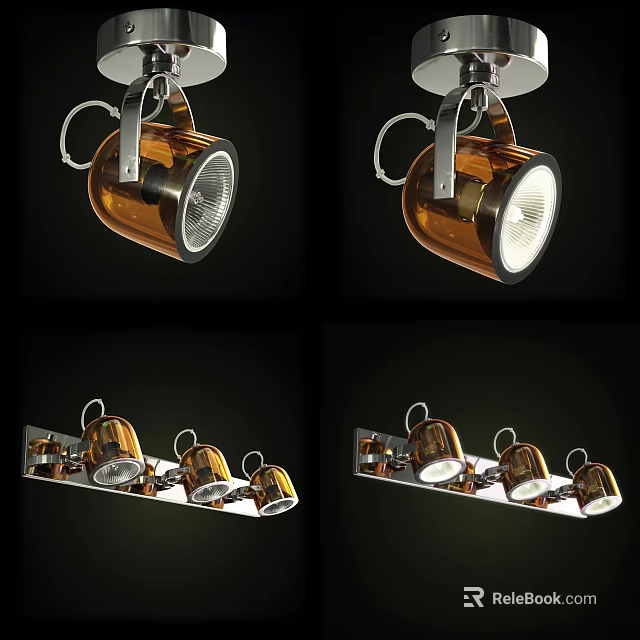 Modern Brown Metal Downlights and Spotlights with Sleek Design and Ceiling Mounting 3d model 