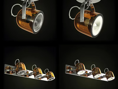 Modern Brown Metal Downlights and Spotlights with Sleek Design and Ceiling Mounting 3d model