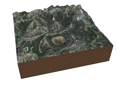 Unique Wooden Storage Cabinet With Mountain Terrain Design And Natural Finish 3d model