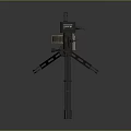 Tactical Machine Gun Mounted On Tripod Stand With Long Barrel And Reinforced Frame