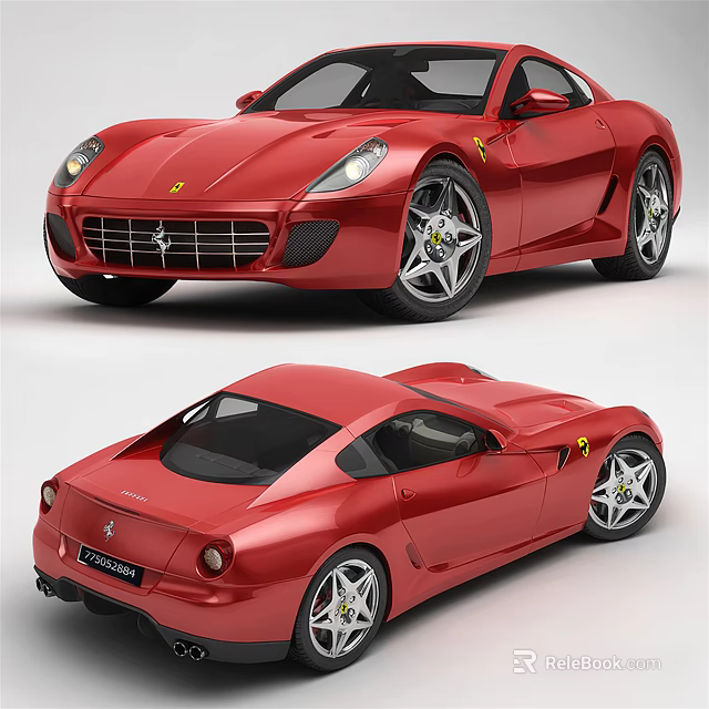 Red Ferrari Sports Car With Sleek Aerodynamic Body And Alloy Wheels 3d model 
