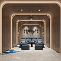 Modern Home Theater With Wooden Panels Large Screen And Seating