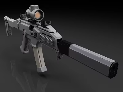 Lego Rifle with Scope Gray Black Detailed Building Block Stock Magazine Barrel Design 3d model