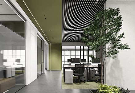 Modern public office area 3d model