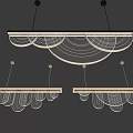 Three Modern Hanging Chandeliers Featuring Circular Transparent Shades And Metal Frames 3d model