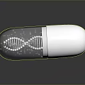 Shiny White Food Capsule Placed On Black Reflective Surface With Smooth Texture 3d model