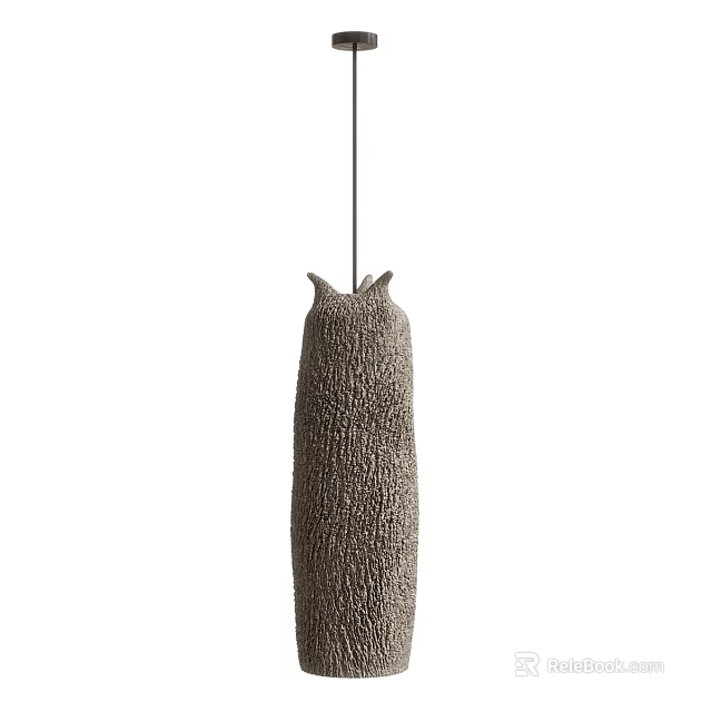 Minimalist Gray Textured Pendant Light With Cat Ear Design For Interior 3d model
