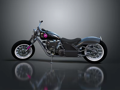 Stylish Modern Motorcycle With Black Leather Seat Silver Alloy Wheels Pink Accents And Reflective Surface 3d model