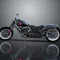 Stylish Modern Motorcycle With Black Leather Seat Silver Alloy Wheels Pink Accents And Reflective Surface