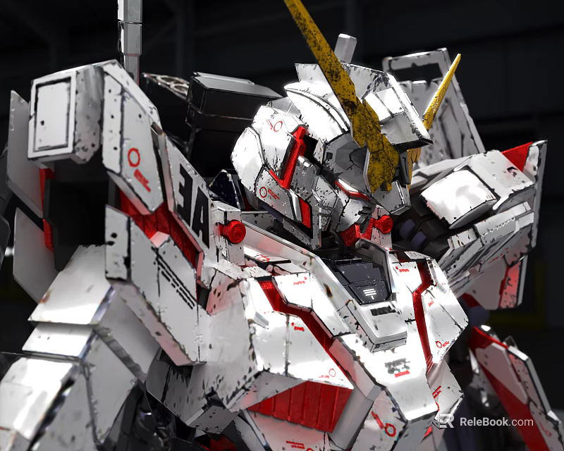 White And Red Armored Gundam Mecha Model With Intricate Details 3d model 