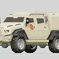 Sand Colored Armored Military Vehicle With Tactical Design And Round Emblem