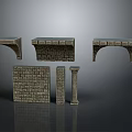 Various Stone Decorative Columns With Architectural Masonry Components And Wall Panels 3d model