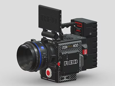 RED Professional Digital Camera With Carbon Fiber Body And High Quality Lens 3d model