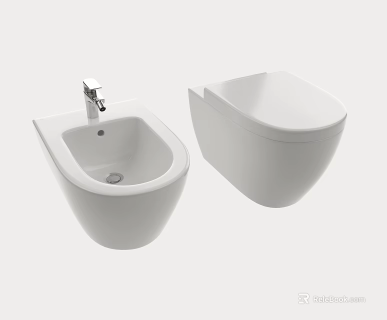 Modern White Ceramic Wall Hung Toilet With Sleek Design And Smooth Surface Finish 3d model 