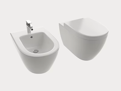Modern White Ceramic Wall Hung Toilet With Sleek Design And Smooth Surface Finish 3d model