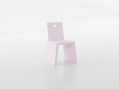 Simple Design Pink Leisure Chair with Square Backrest Small Star Pattern in Pure White Background 3d model