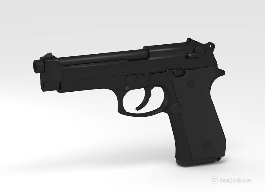 Black Modern Tactical Pistol Featuring Ergonomic Grip And Matte Finish Design Construction 3d model 