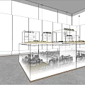 Modern Cultural Center Interior Design Showcasing Exhibition Models In Glass Display Cases
