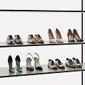 Fashionable Women's Shoes Displayed on Shelves with Various Styles and Designs