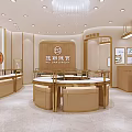 Luxury Jewelry Store Interior Design With Private Customization Display Counters And Elegant Decorations 3d model