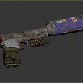 Rusted Modified Weapon With Canister Attachment Red Trigger And Green Grip