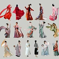 Multiple People In Traditional Chinese Costumes With Various Styles And Hairstyles