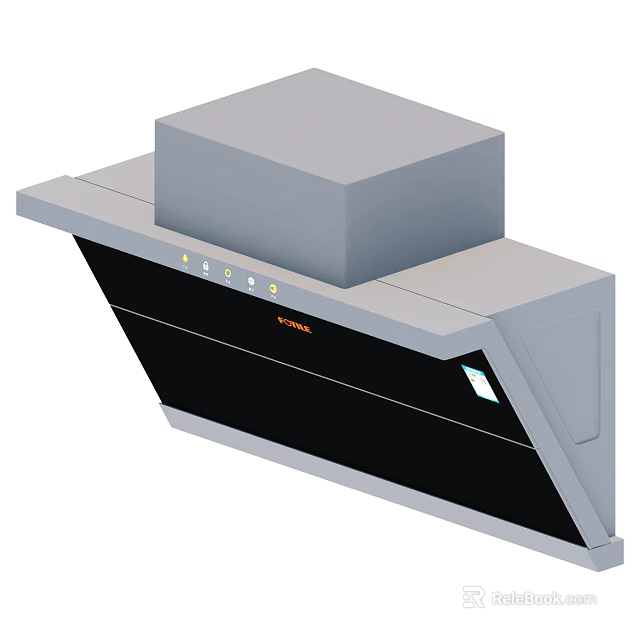 Modern Kitchen Range Hood With Black Panel And Control Buttons For Daily Use 3d model 